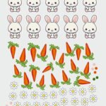 Nature Bunny Sticker Set | UV DTF – Rabbit, Carrots, Floral Accents & Dots