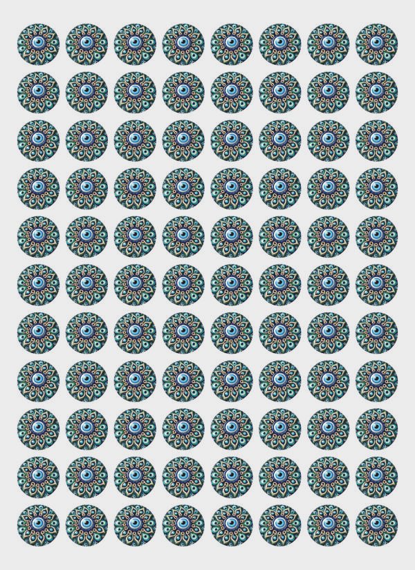 Rounded Peacock feather Stickers | Ultra Violet Printing (UV DTF)