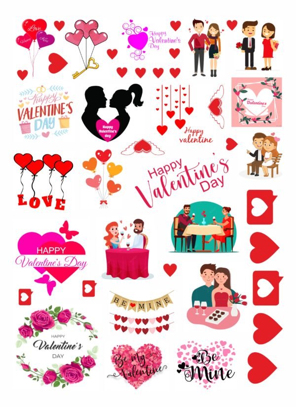 Valentine's Resin Art Stickers Sheet-2 | UV DTF 💖✨🌈 🎁 (Copy)