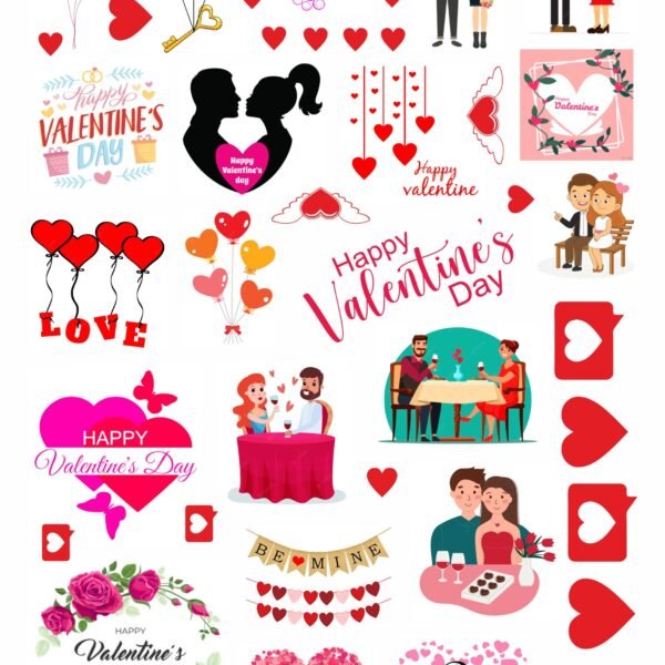 Valentine's Resin Art Stickers Sheet-2 | UV DTF 💖✨🌈 🎁 (Copy)