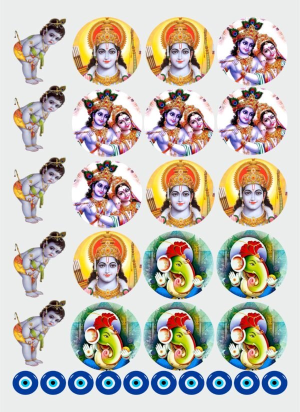 Shri Ram, Kanhaiya, Radha Krishna, & Ganesh UV DTF Stickers🕉️📿
