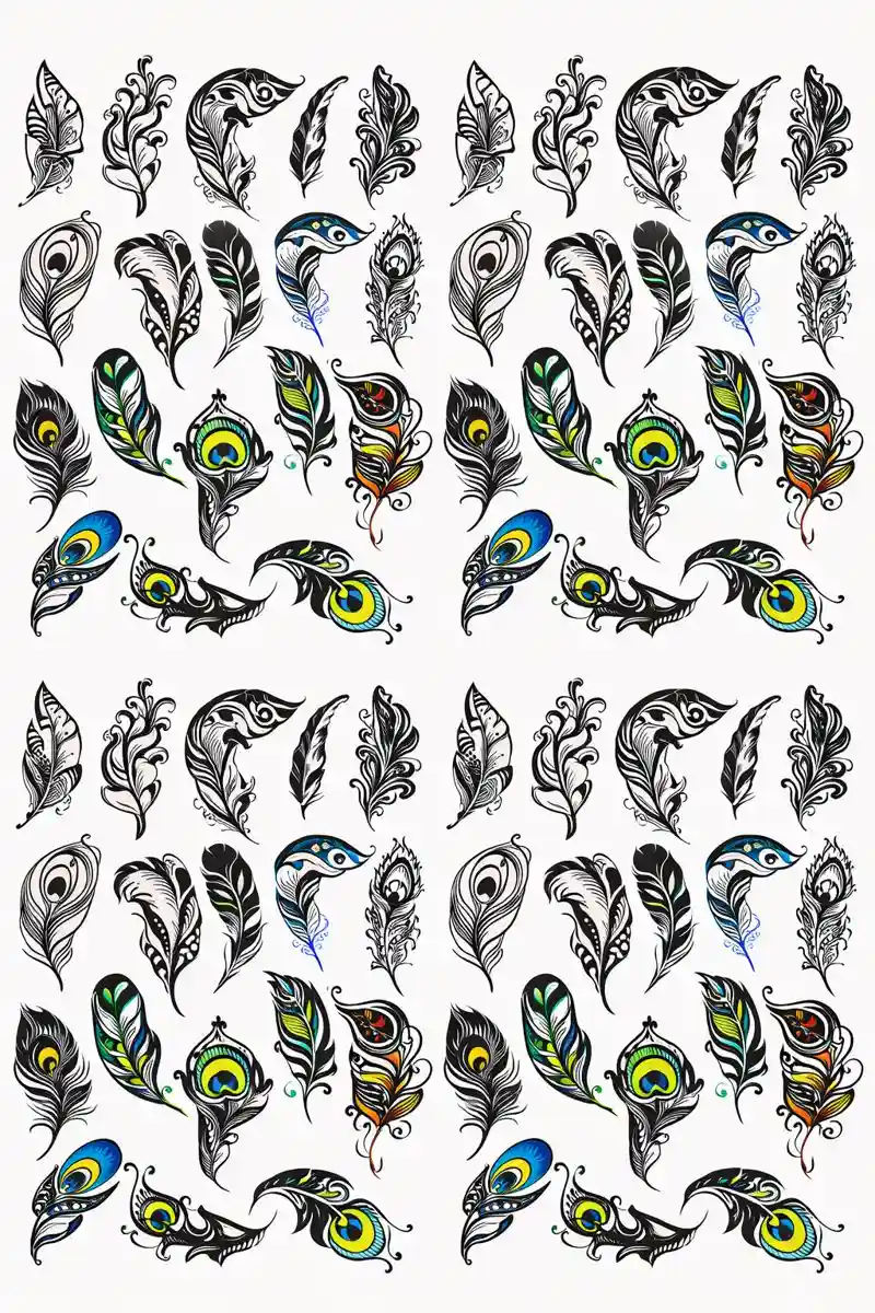Artistic Peacock Feather UV DTF Stickers