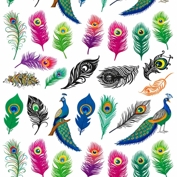 Peacock Feather UV DTF Stickers