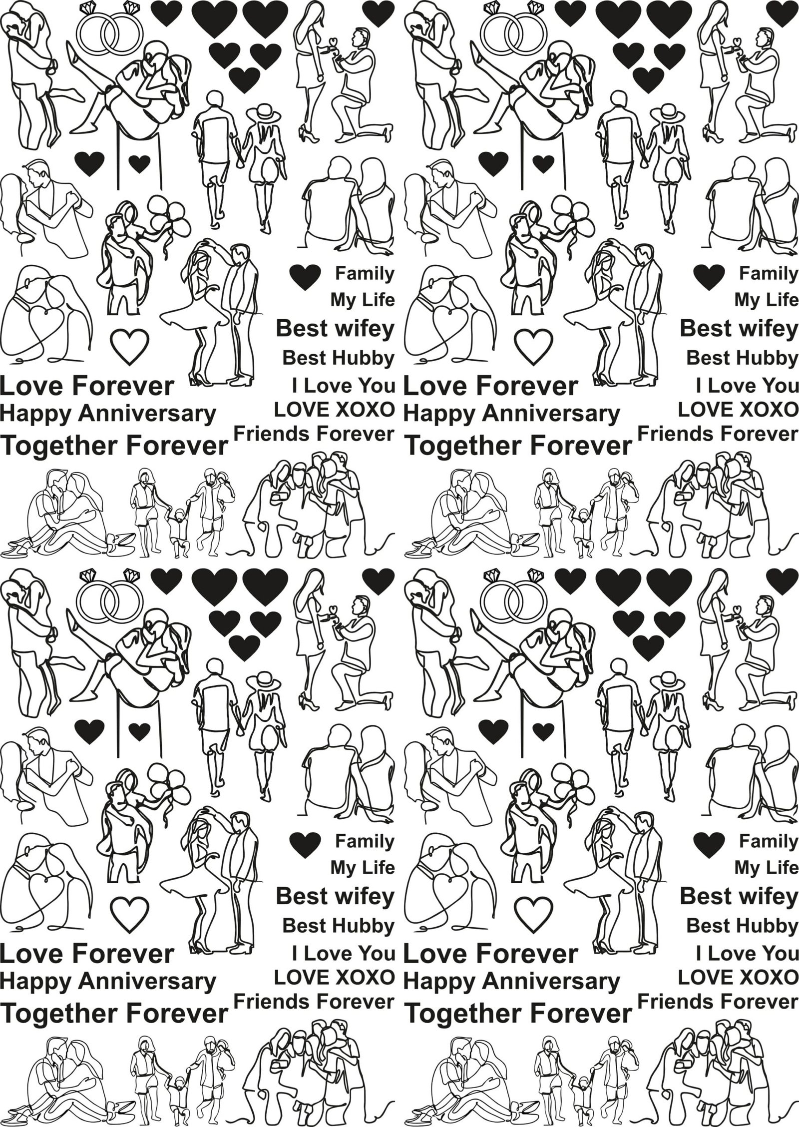 Girls Romantics Faces EP Metallic Stickers | Couples, Love Birds & Hearts Quotes