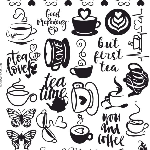 Luxury EP Metal Stickers | Coffee & Tea Cups, Wine Glasses, Tea Leaves