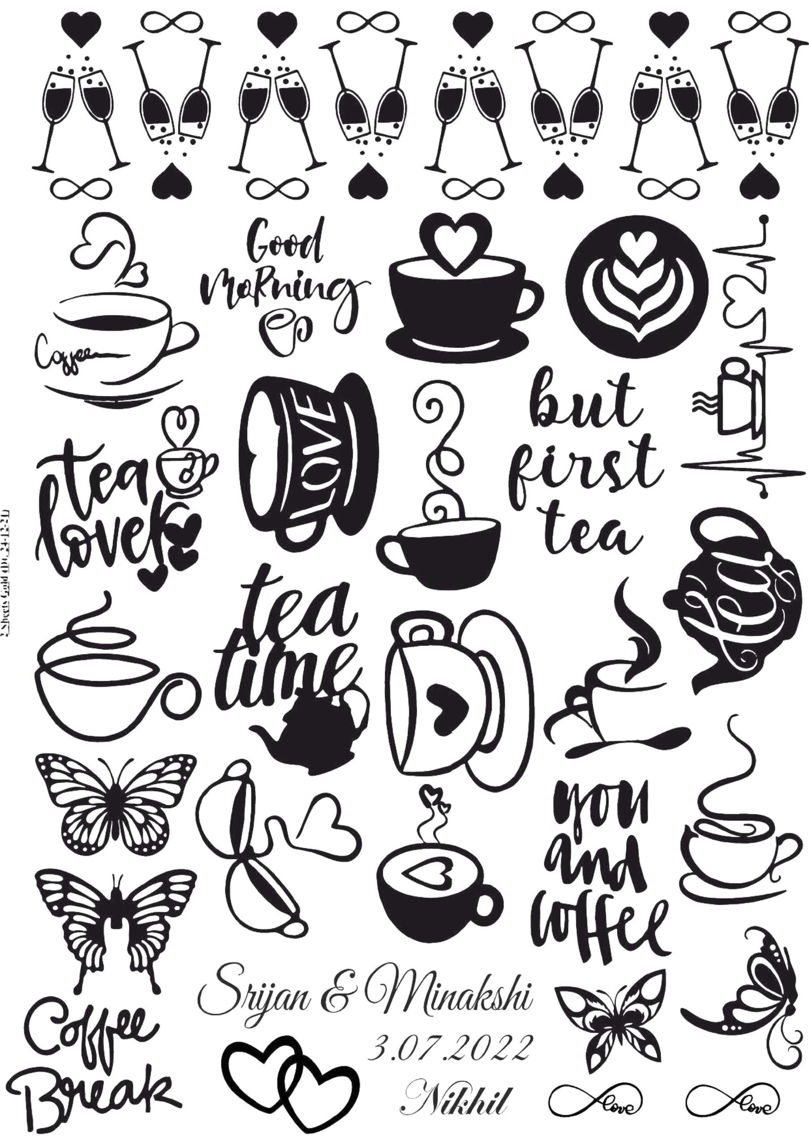 Luxury EP Metal Stickers | Coffee & Tea Cups, Wine Glasses, Tea Leaves