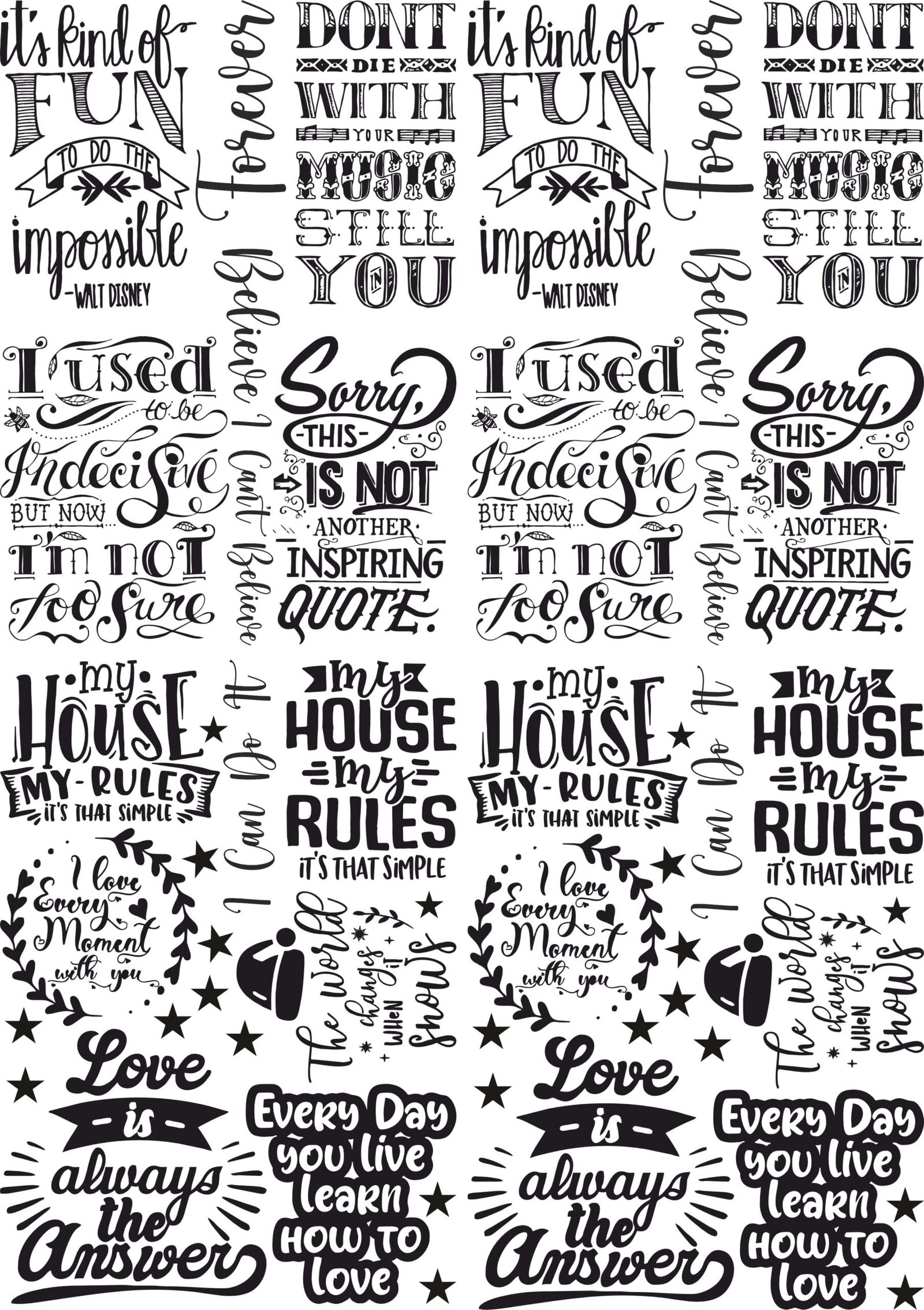 Inspirational, Motive Quotes All Variant Stickers | EP Metallic Decals