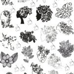 Girls Romantics Faces Collaborate With Flowers | EP Metallic Stickers | Premium Golden, Silver, Copper, & More