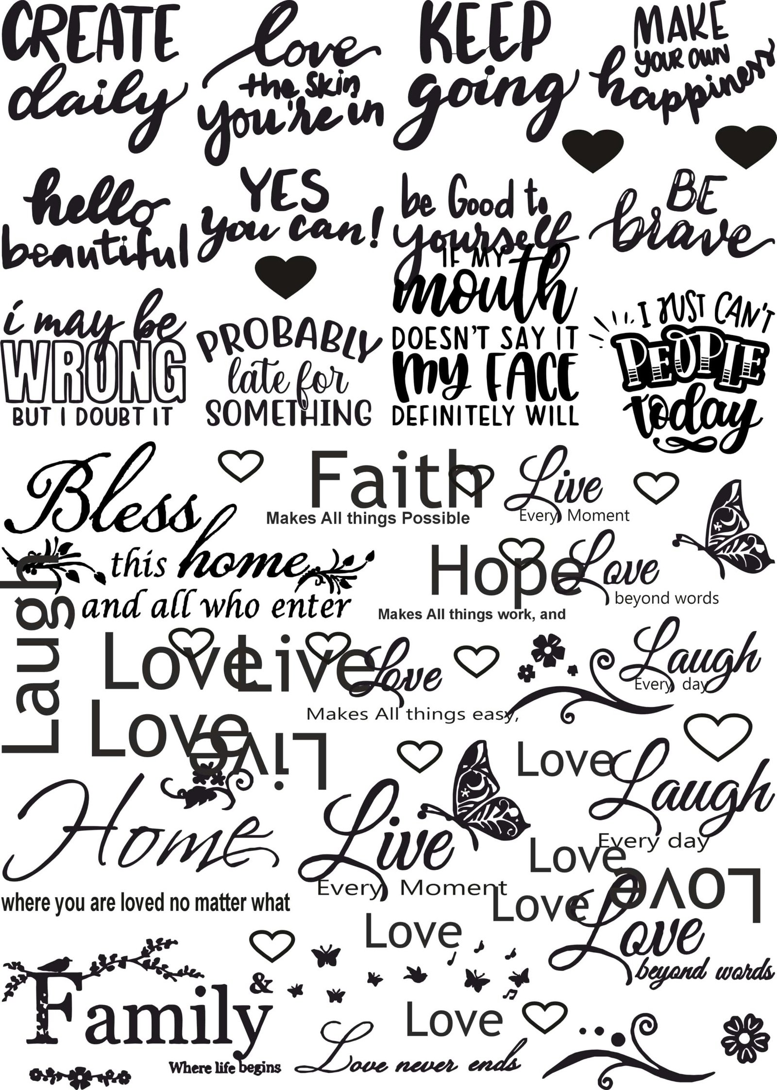 Ambition, Motive Quotes All Variant Stickers | EP Metallic Decals