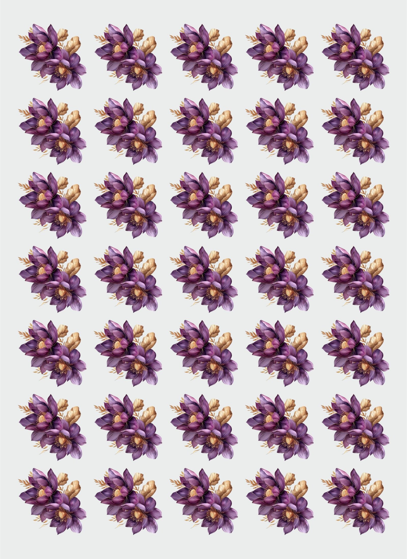 SLFL1003 Purple Floral Sticker Sheet – Decorative Flower Bouquet Stickers - Image 1