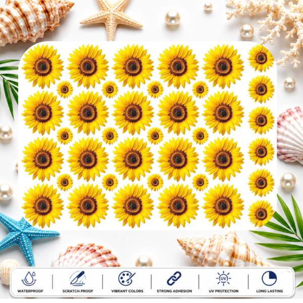 Mixed Flower Sticker Sheet – Rose, Sunflower & Floral Bouquet Designs