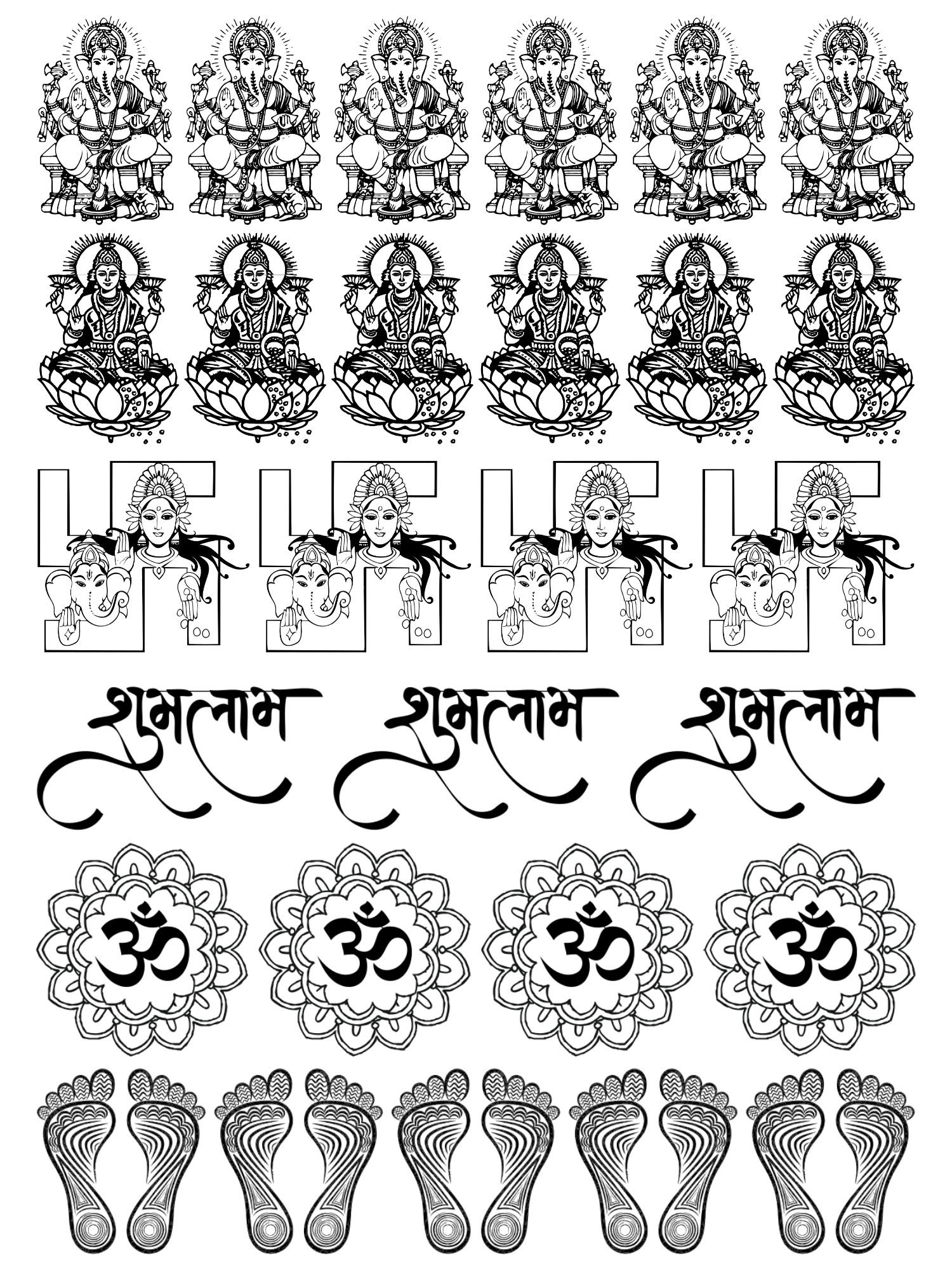 Laxmi-Ganesh, Shubh Labh, Om, & Matacharan Diwali Collection EP Metal Stickers Sheets Rose 90 & 120 Microns✨🔱🕉️📿 Laxmi-Ganesh, Shubh Labh, Om, & Matacharan Diwali Collection EP Metal Stickers Sheets Rose 90 & 120 Microns✨🔱🕉️📿