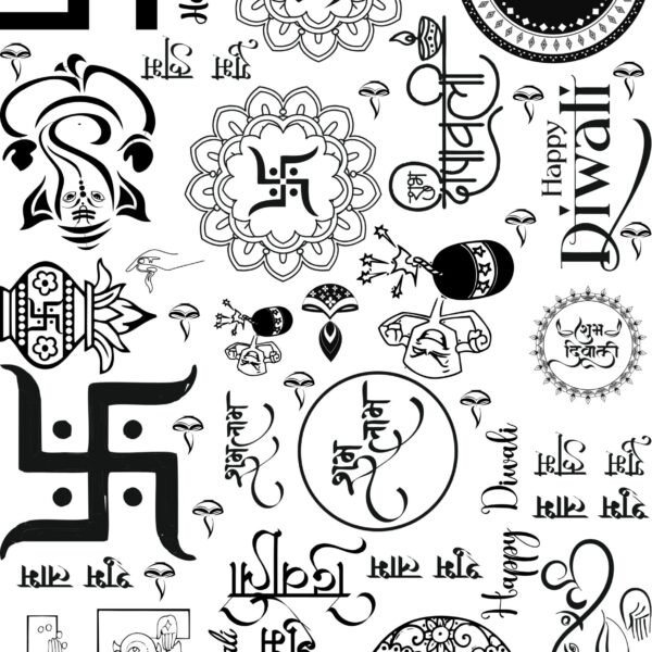 12th Sheets All Diwali EP Metal Stickers – Om, Swastik, Ganesh, Diya & Furthermore 🔱🪔