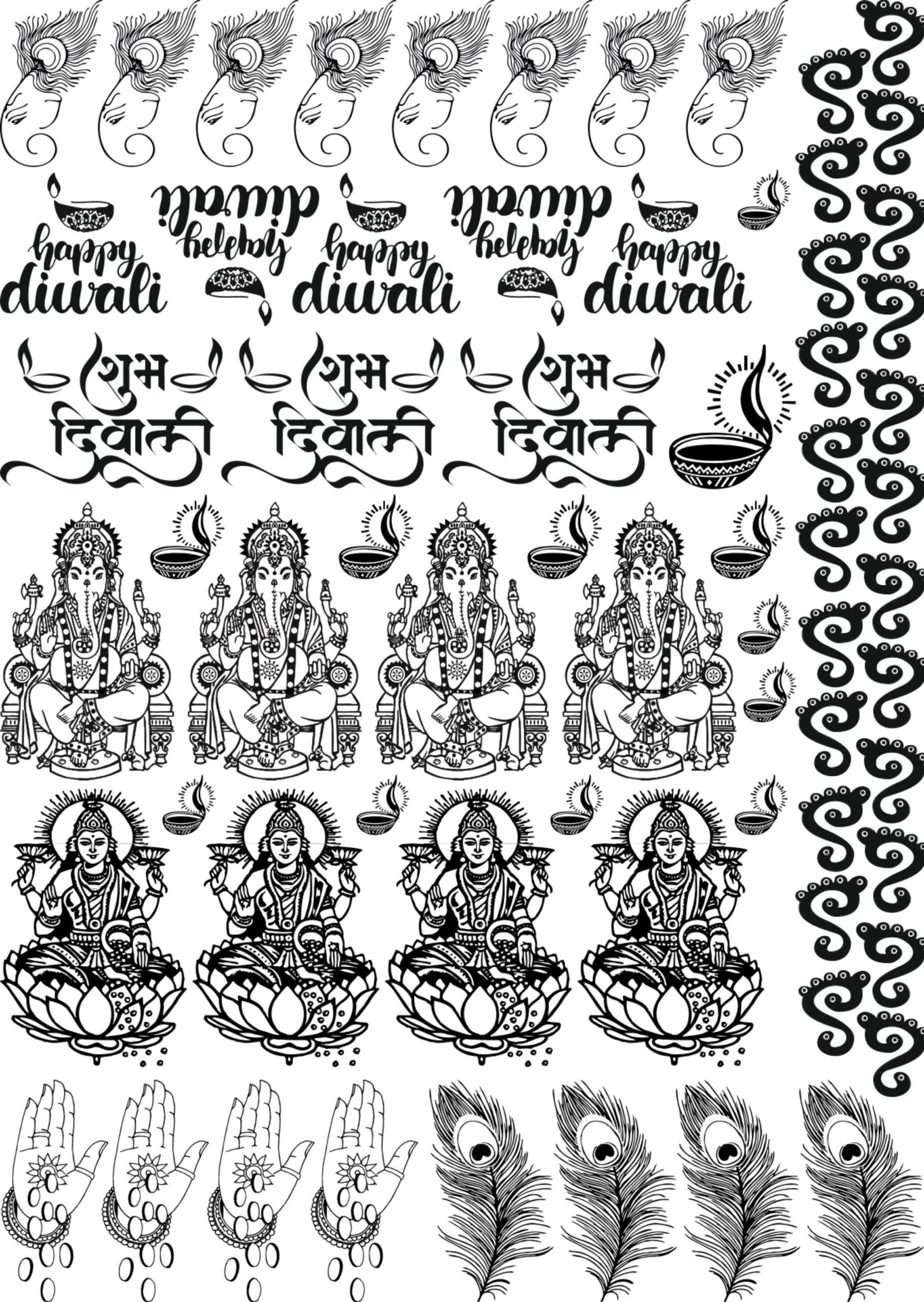 13th Sheets All Diwali EP Metal Stickers – Matacharan, Ganesh, Laxmi, Quotes & Furthermore🙏✨