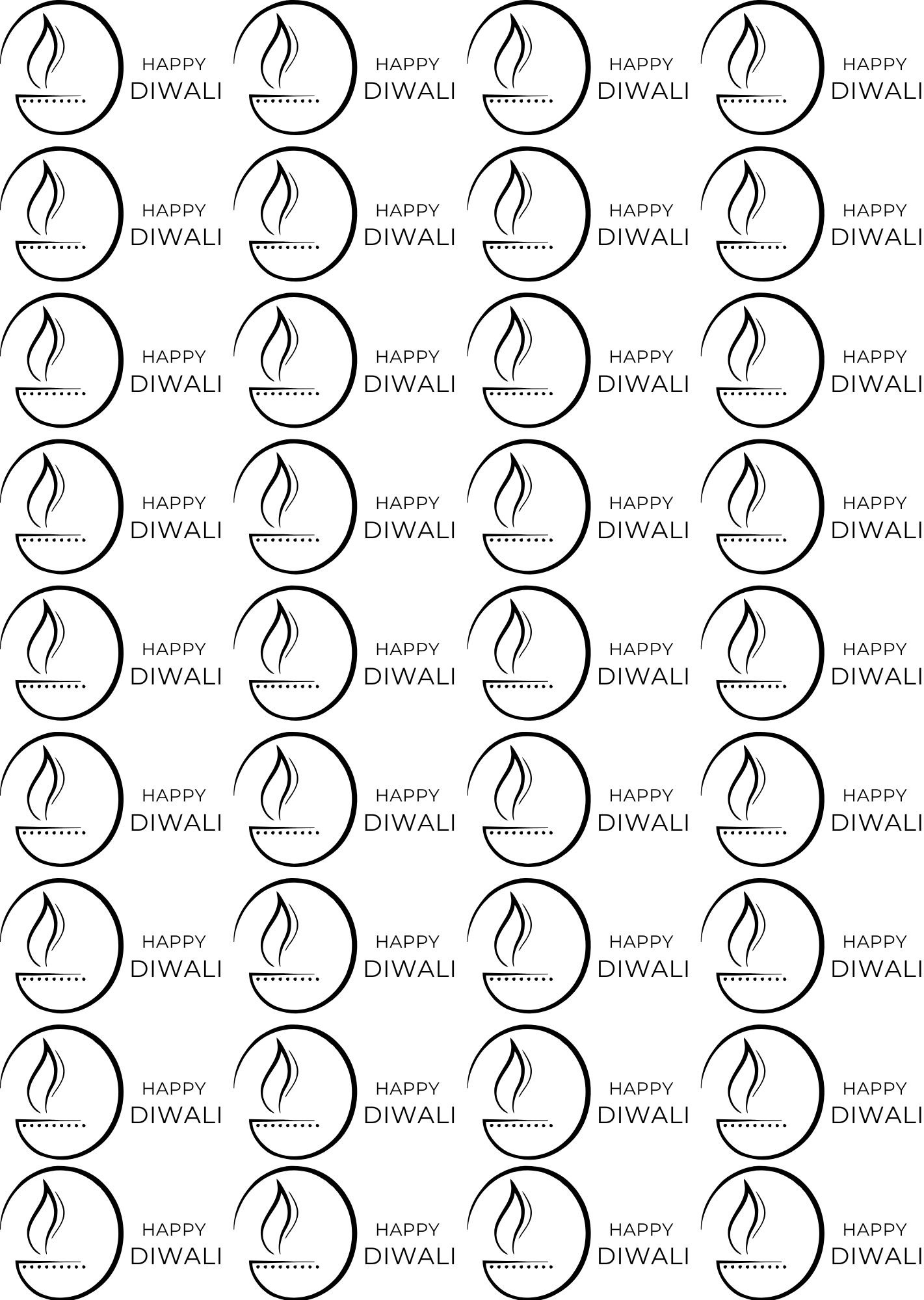 Diya-Baati With Happy Diwali Scripts EP Metal Sheets– Individual Design Stickers 🕉️📿