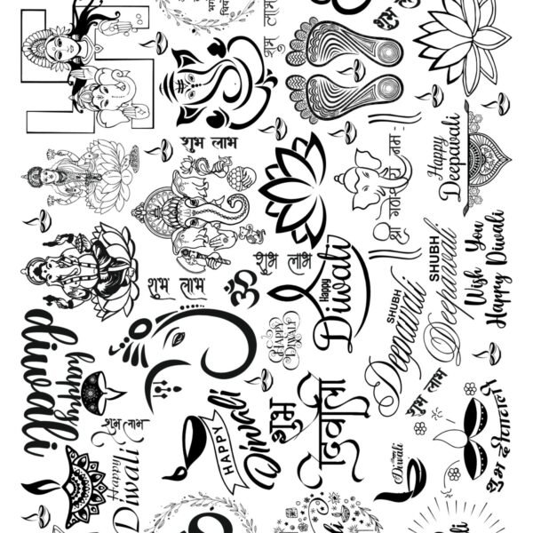 Diwali EP Metal Stickers Sheet Chrome & Black etc... - Festive Of Lights Deepawali Collection🙏🔱