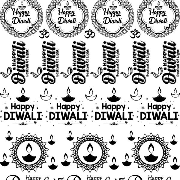 Luxury & Shining EP Metallic Stickers Sheet - Happy Diwali Quotes, God's Stickers, Rangoli & More🪔✨