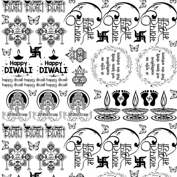 Happy Diwali Electroplated Stickers – Swastik, Matacharan, Mandala Art, Diya & More🪔💫