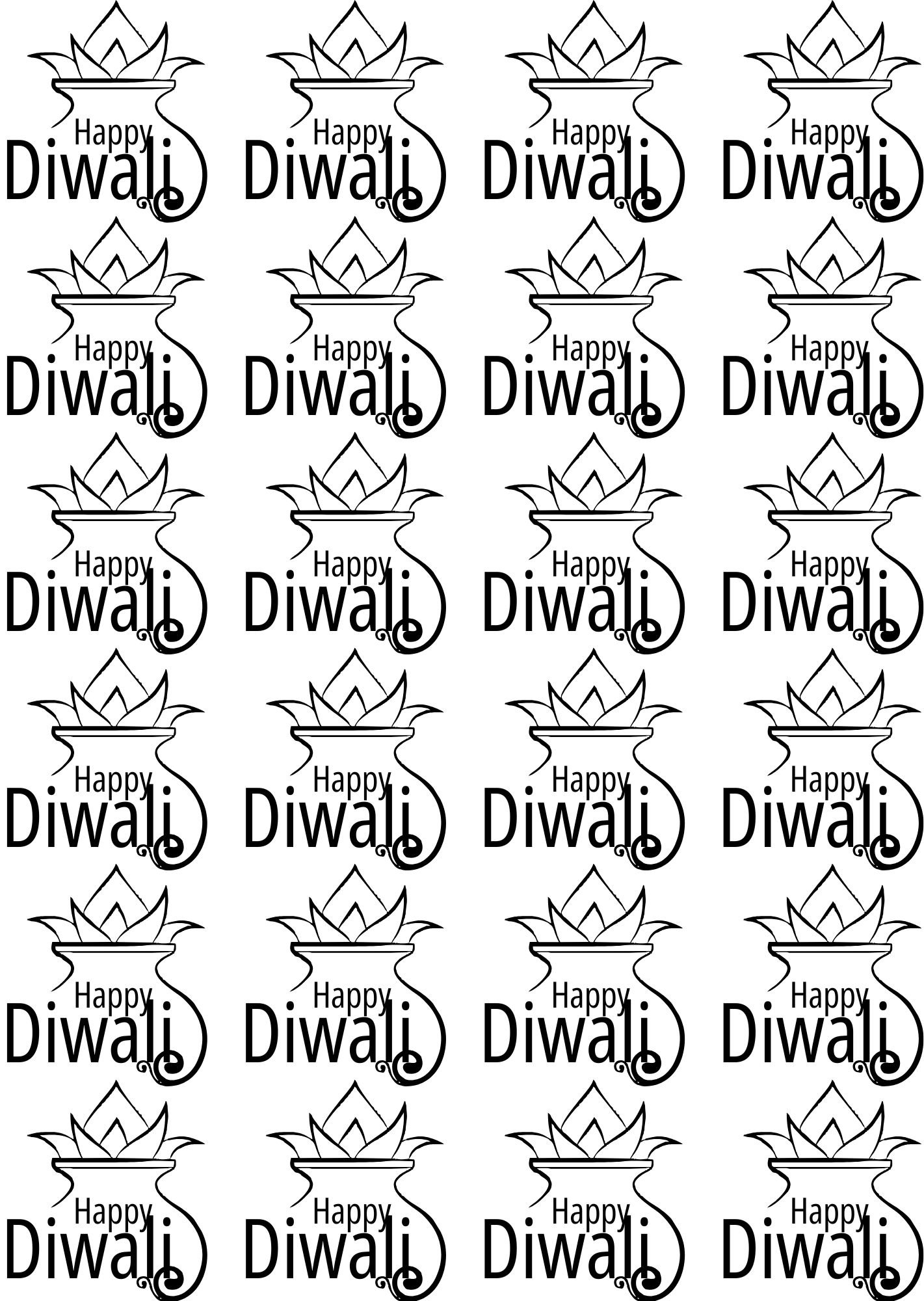 Happy Diwali Ritual Texts With Kalash EP Metal Sheets– Individual Design Stickers ✨🌸