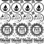 Premium & Luxury Electroplated Metallic Stickers Sheet - Happy Deepawali Quotes, Rangoli, & Diya 🙏🔱