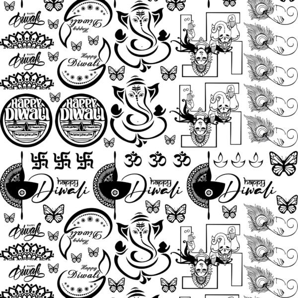 Premium & Luxury Electroplated Metallic Stickers Sheet - All Diwali Collection 🙏🪔🌸
