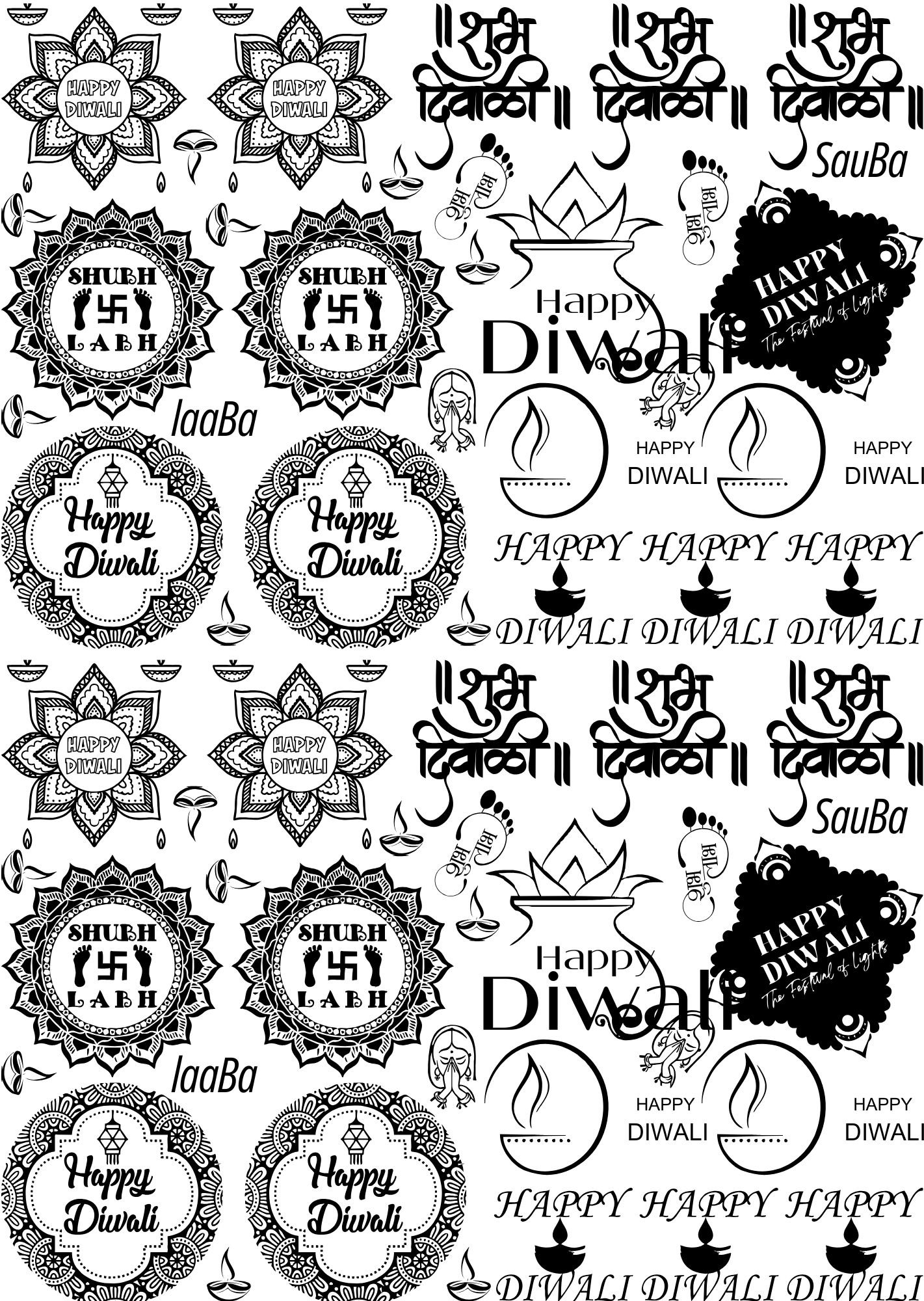Deepawali EP Metal Stickers Collection Rangoli, Mandala, Shubh Diwali Quotes & More 🪔🛕