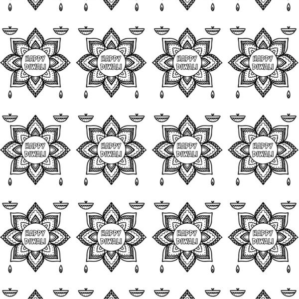 Rangoli Border With Happy Diwali Quotes Electroplated Metal Sheets – Individual Design Stickers 🔱🪔