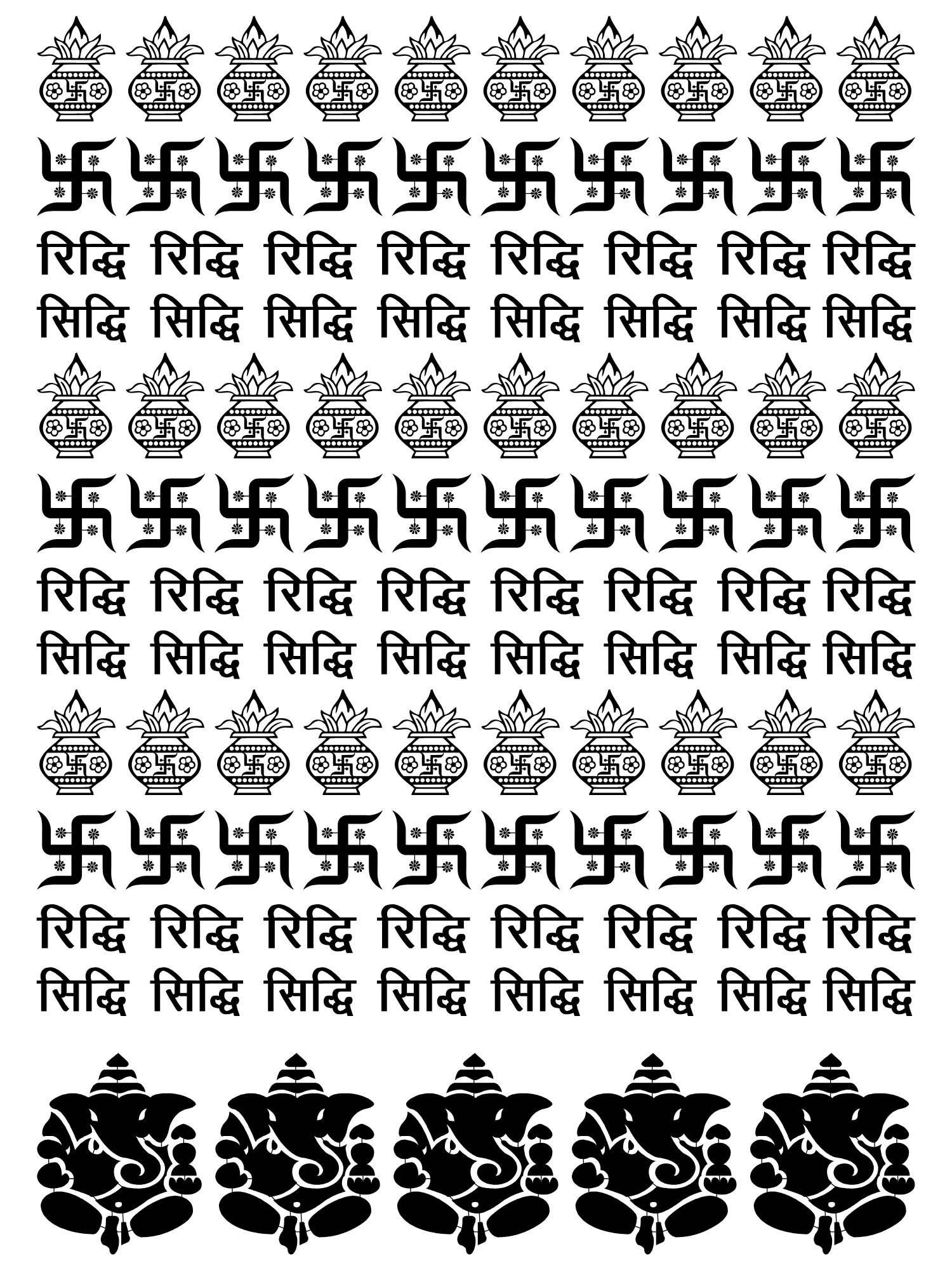 Diwali EP Metal Stickers Sheet - Ridhi Sidhi, Swastik, Kalash & Ganesh Premium Quality🙏🔱