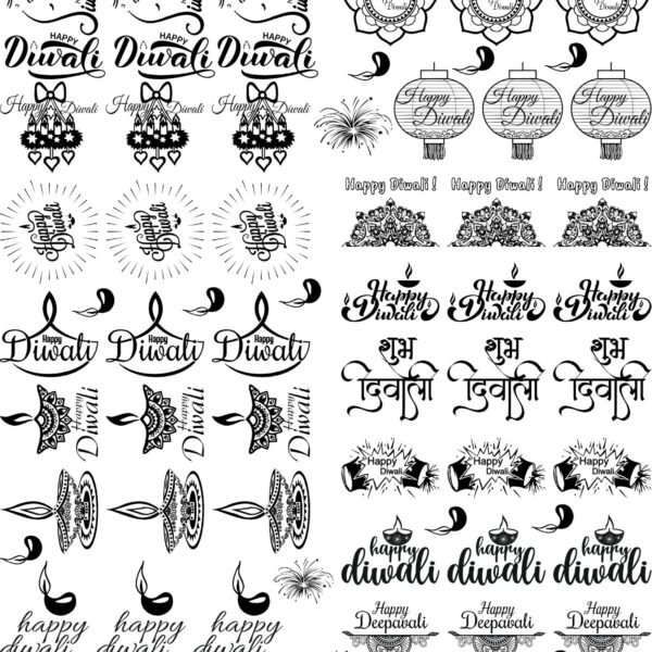 Golden & Silver Diwali Edition EP Metal Stickers - Rangoli, Diya, & Happy Diwali Collection🔱🙏