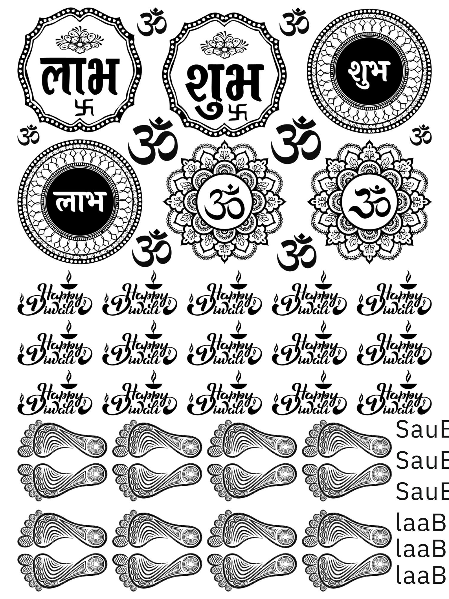 Shubh-Labh, Matacharan, & Ganesh Diwali Collection EP Metal Stickers Sheets Rose Gold & Copper ✨🌸