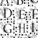 English Alphabets Serif Font With Floral EP Metal Stickers Sheet-2 | Copper & Chrome | High Finshing✨