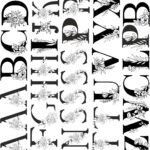 English Alphabets Serif Font With Floral EP Metal Stickers Sheet-4 | Copper & Chrome | High Quality & Glossy✨