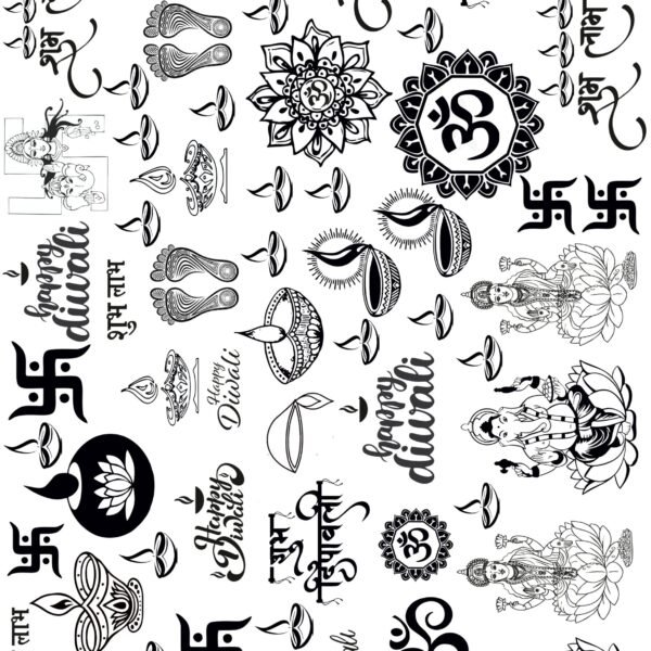 Mata Charandwaar, Diya, Swastik, Om, & Ganesh More EP Metallic Stickers 🛕📿