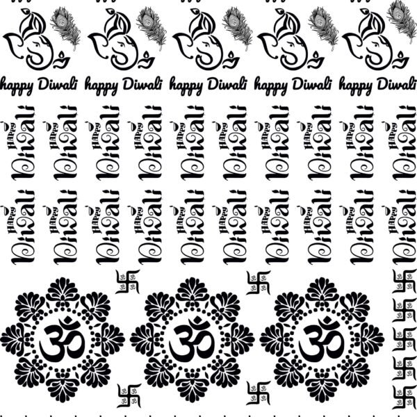Diwali Stickers Sheets – Premium EP Metal Finish – Shubh Labh, Om, Swastik, & Ganesh 🙏🪔