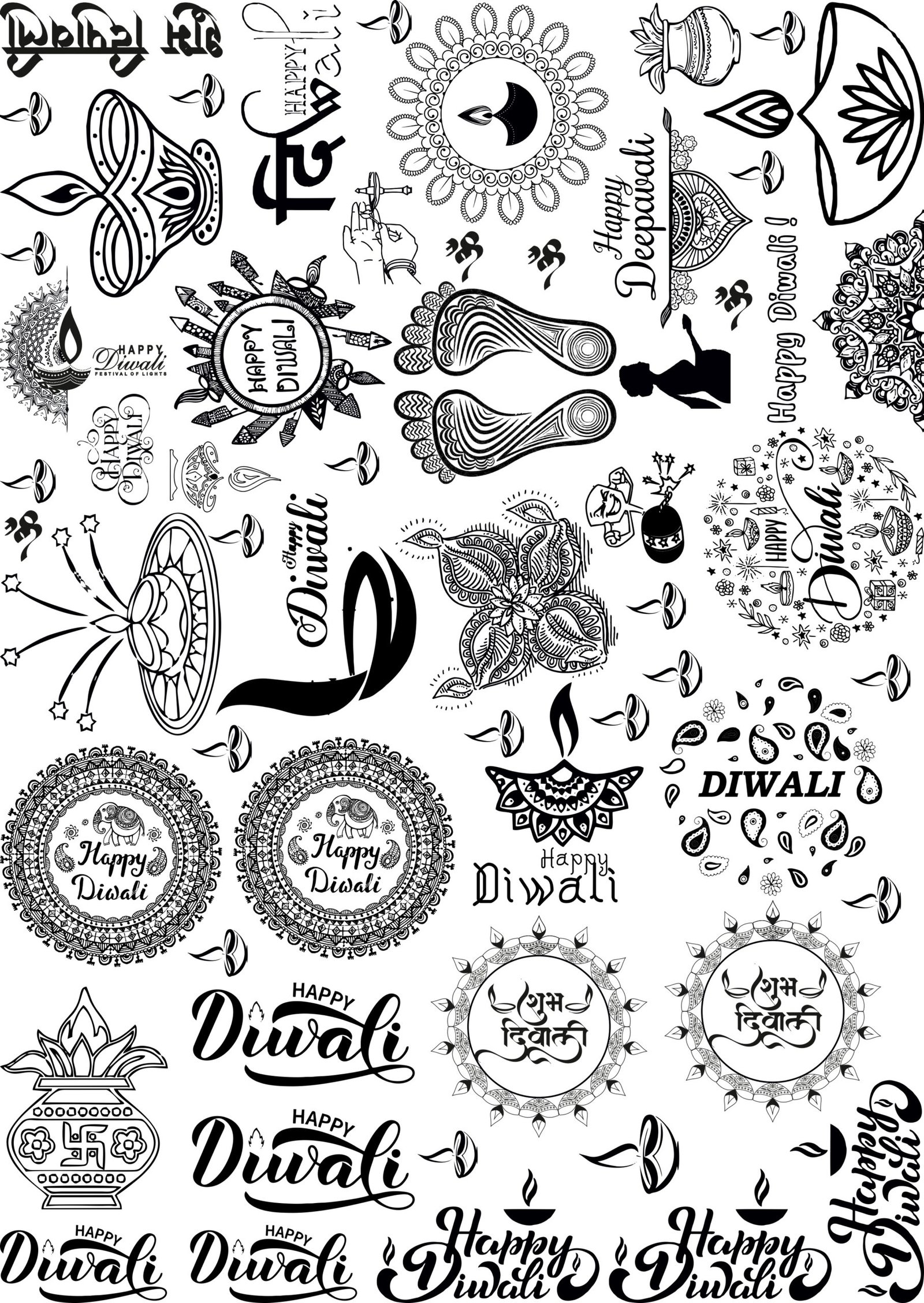 All Diwali EP Metal Stickers – Diya, Rangoli, Swastik, Quotes, & More Finish Glossy & Shining✨🪔
