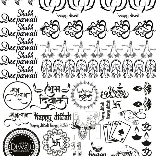 5th Sheets All Diwali EP Metal Stickers – Namaskar, Laxmi Mata, Ganesh, OM, & More💫🎉 (Copy)