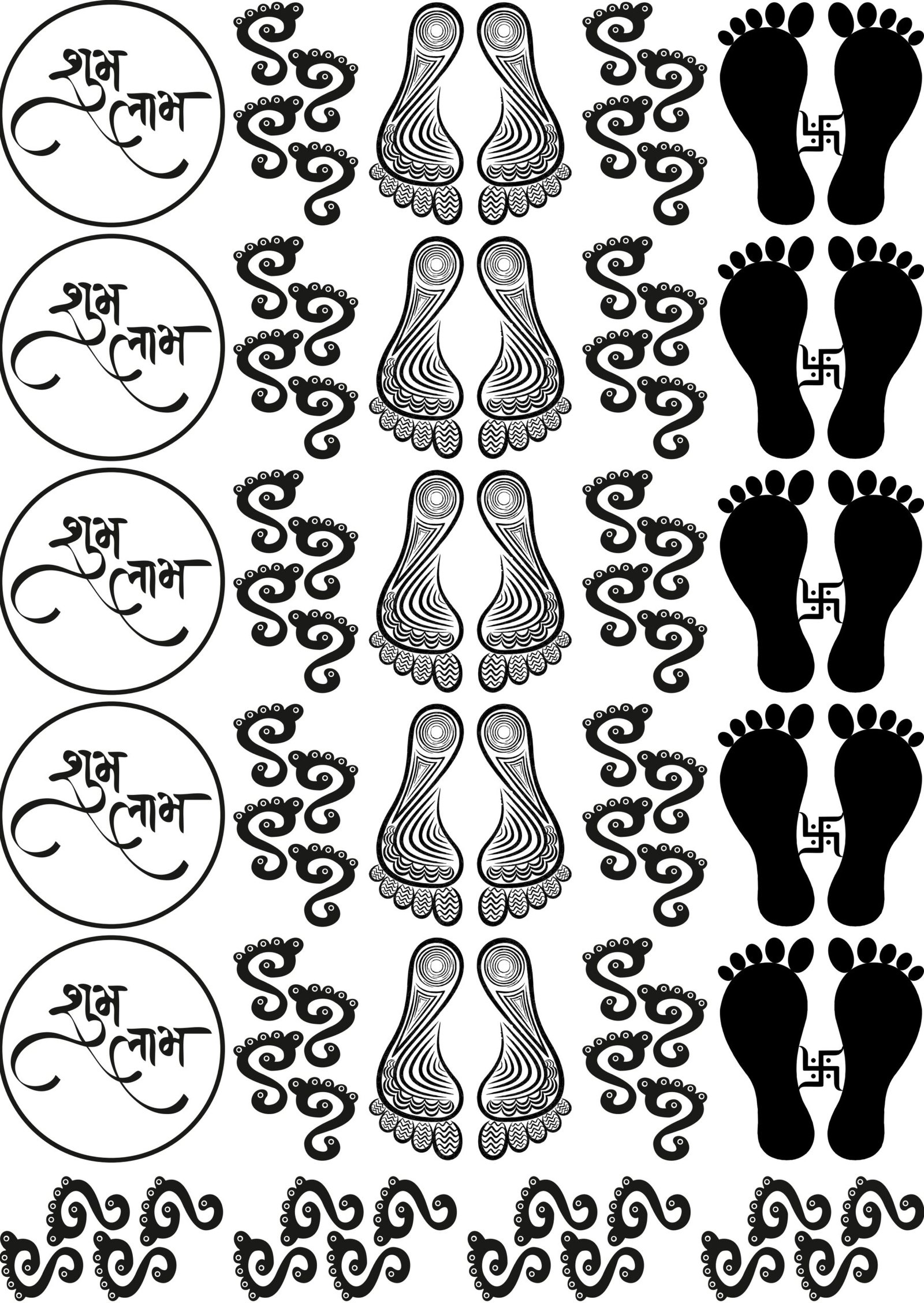 Deepawali Electroplated Metallic Stickers β Matacharan, Shubh Labh Deepawali Electroplated Metallic Stickers β Matacharan, Shubh Labh