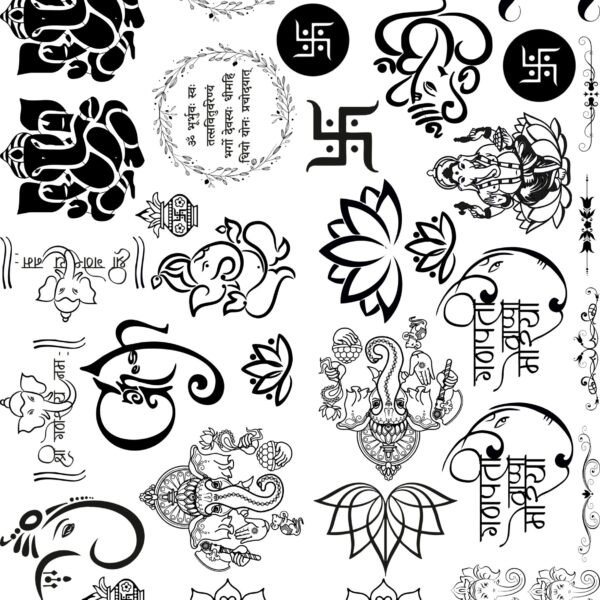 Deepawali EP Metal Stickers Gold & Silver — Ganesh, Kalash, & Swastik✨😊