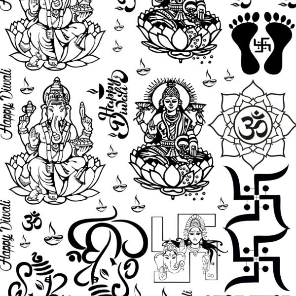 4th Sheets All Diwali EP Metal Stickers – Mata Charan, Laxmi Mata, Ganesh, OM, & More💫🎉