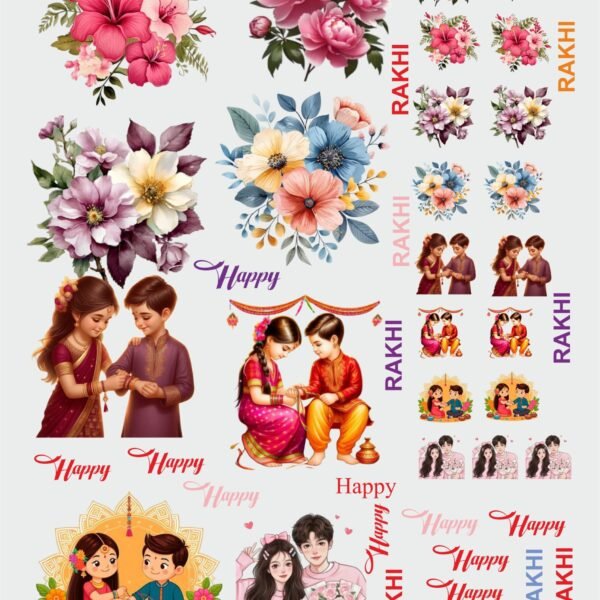 Raksha Bandhan UV DTF Stickers, Rakhi Stickers, Bhai Dooj and Bhai Behan Stickers