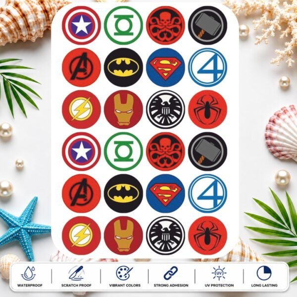 Superhero Logo UV DTF Stickers – Avengers & Comic Icon Designs
