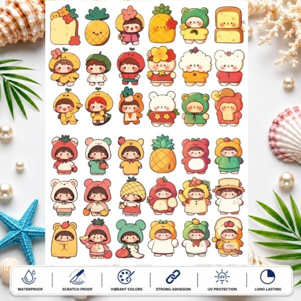 Kids Alphabet Cartoon Stickers Sheet – Colorful Learning Stickers for Children