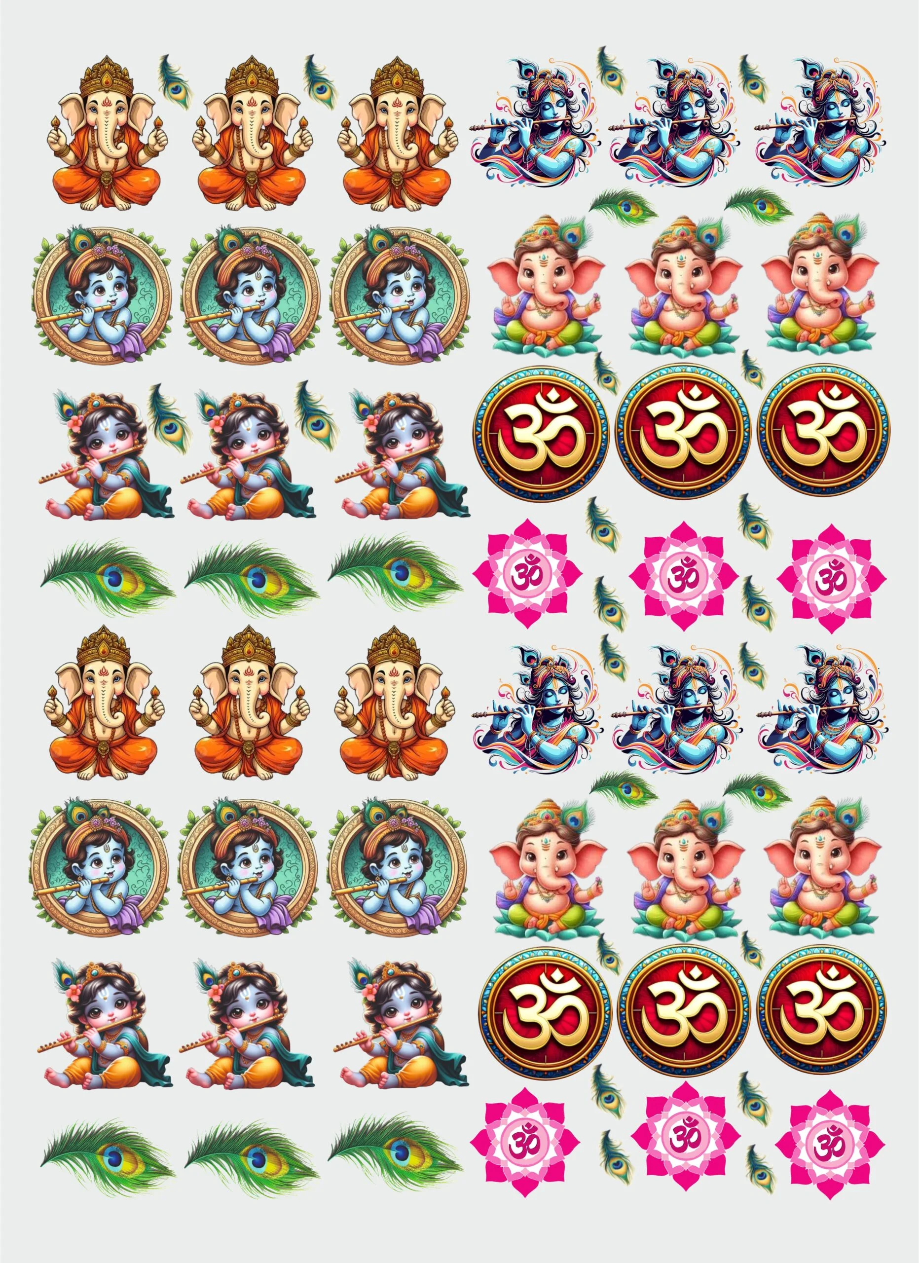 Shri Krishna (Kanha), OM ॐ & Ganpati Stickers | UV DTF Decals