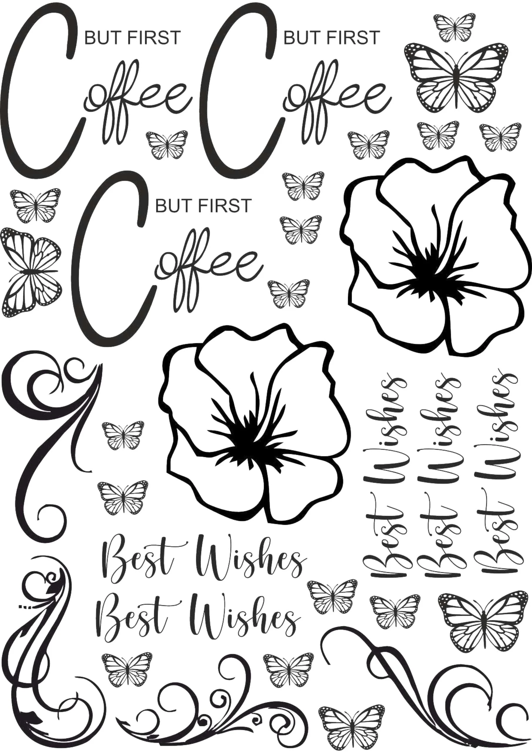 Premium EP Metal Stickers | Coffee Cups & Flowers - Perfect For Labels Branding ☕💕