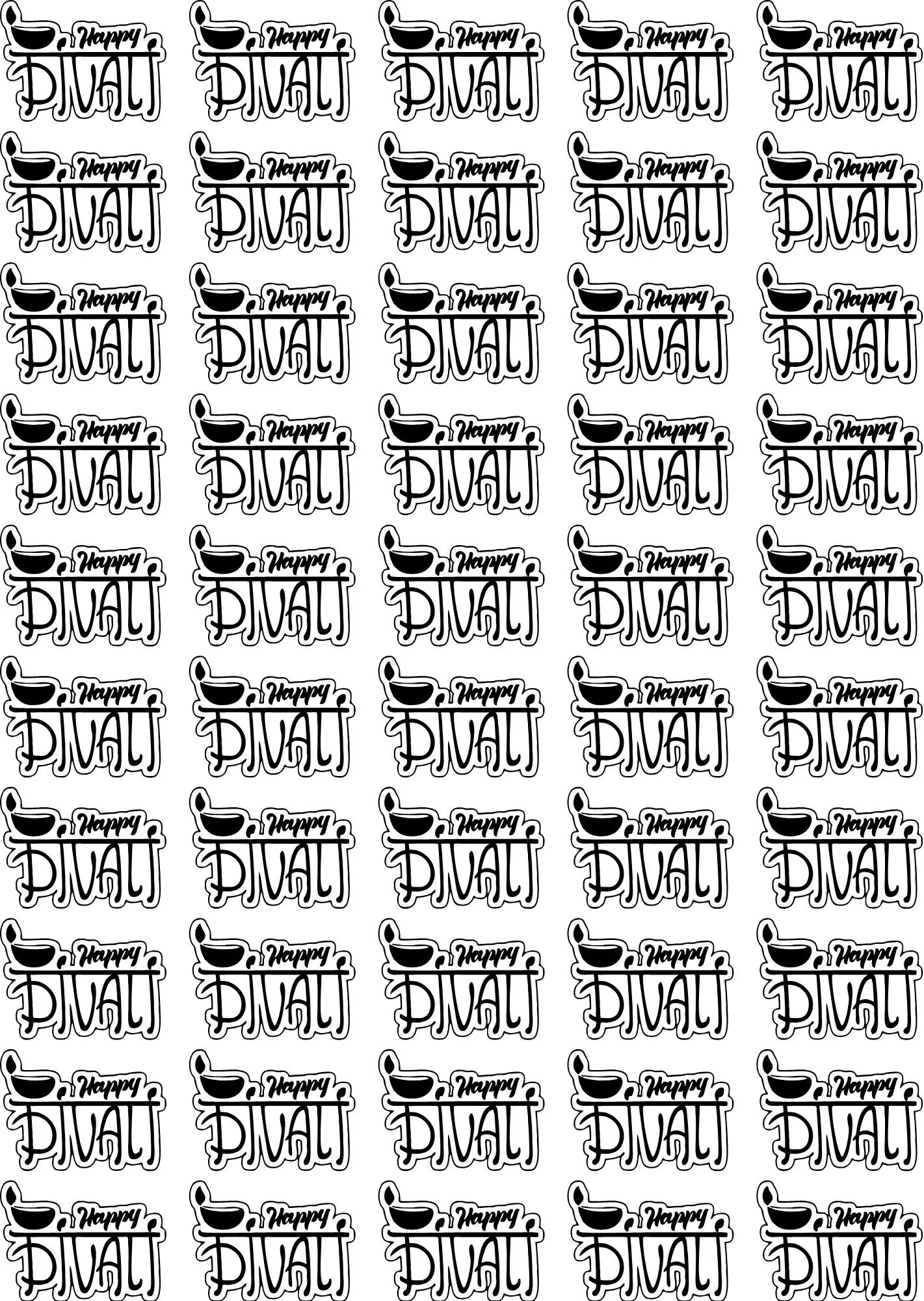 Happy Diwali In Premium Font Luxury Single Design Sticker Sheet – Crafted for Lasting Impressions💖🪔