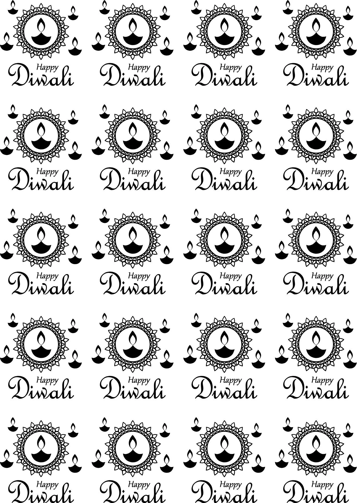 Happy Diwali Sentences In Rangoli Single Design Sticker Sheet – Professional, Premium & Waterproof 🕉️📿🔱