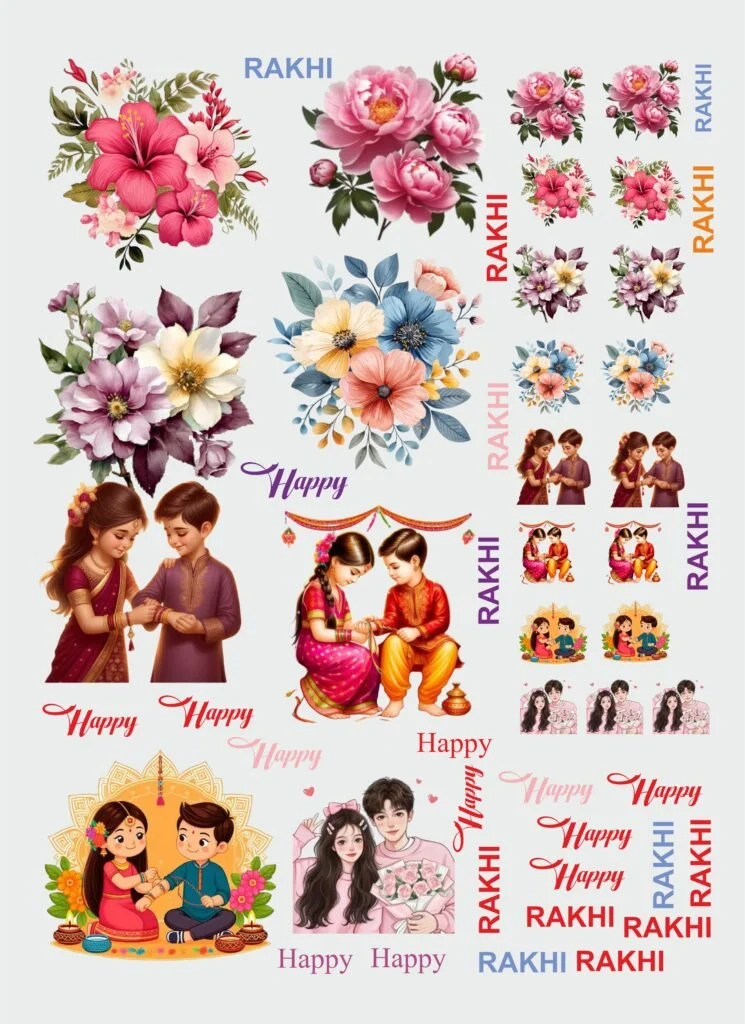 Raksha Bandhan UV DTF Stickers, Rakhi Stickers, Bhai Dooj and Bhai Behan Stickers